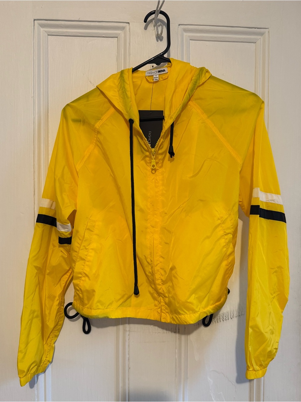 Fashion Nova Yellow Hooded Windbreaker Size Small